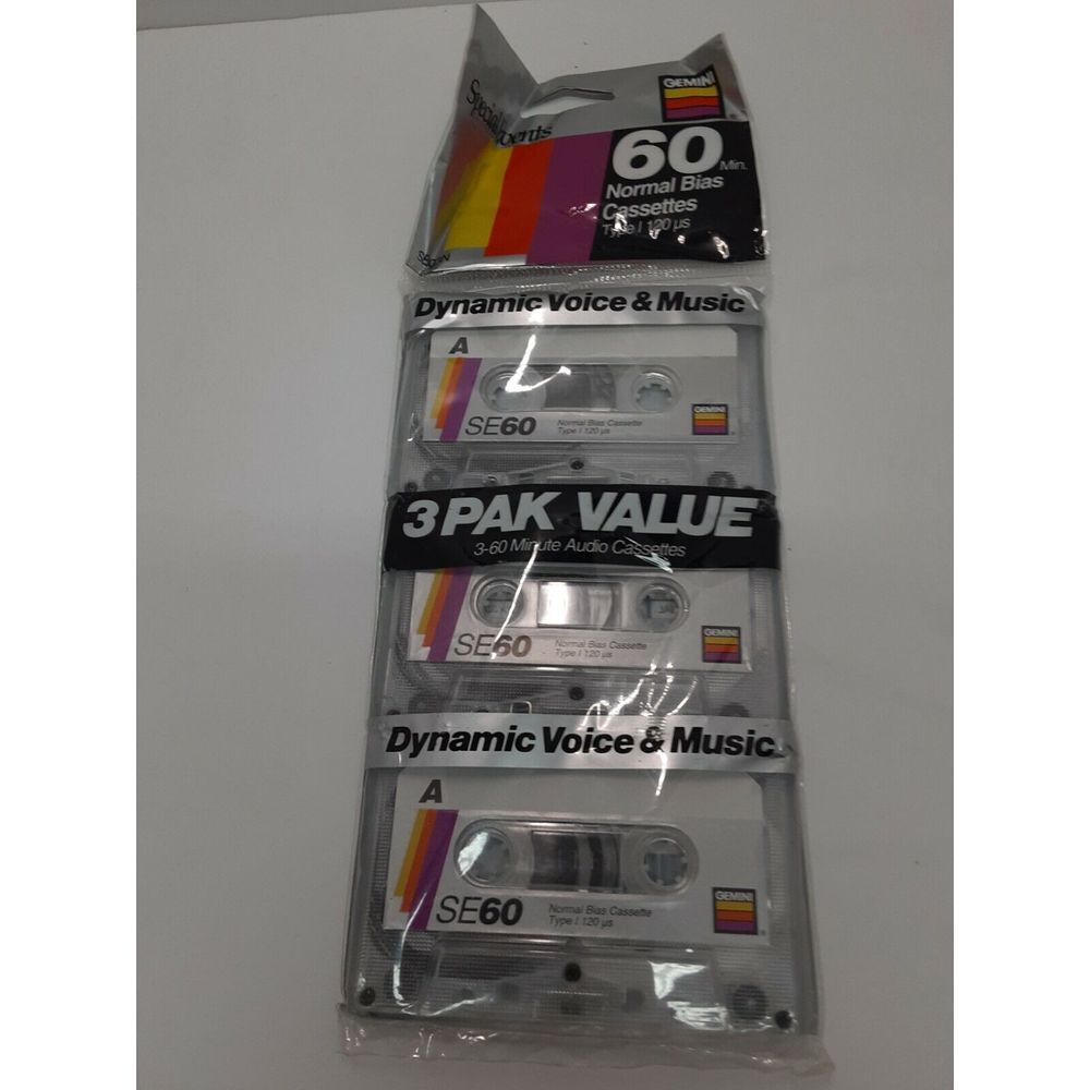 New‎ Gemini Special Events 60 Minute Normal Bias Cassettes Package 3 Sealed